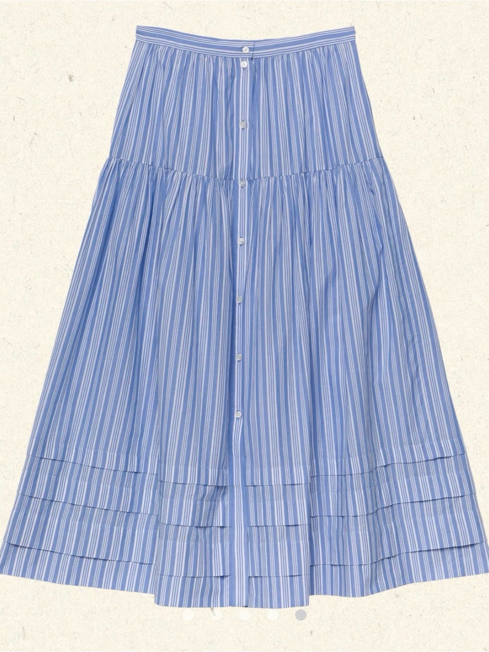 Doen Marceline Button-Front Blue Striped Tiered Maxi Skirt